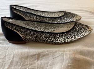 Women's Bella Belle Ariel Sequin & Crystal Flat Heels Size 8.5 sheer rhinestone